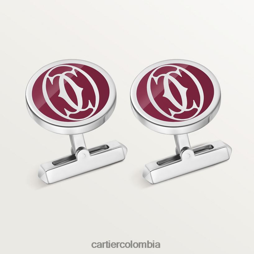 accesorios Cartier gemelos con logo doble c lacado burdeos elegante V0HXJN1429