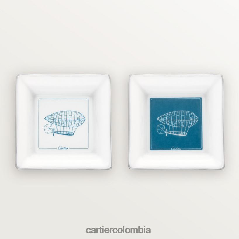 arte de vivir en casa Cartier juego de 2 bandejas de baratijas con motivo de santos aeronautas elegante V0HXJN1783
