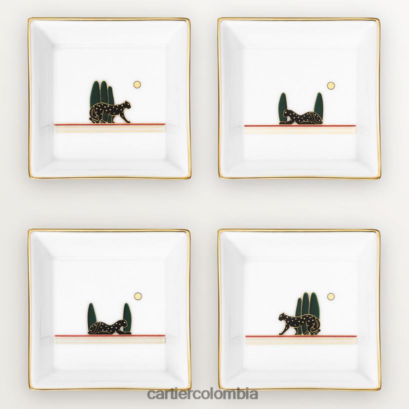 arte de vivir en casa Cartier juego de cuatro bandejas para adornos Panthere, modelo pequeño elegante V0HXJN1636