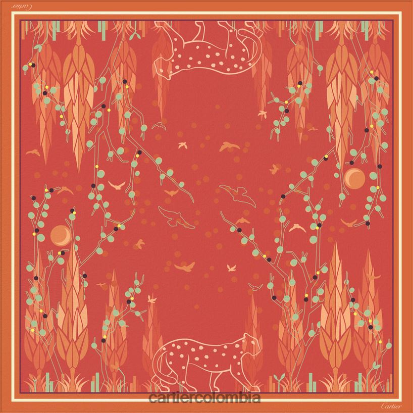 accesorios Cartier motivo de jardín pantera cuadrado 90 elegante V0HXJN1302