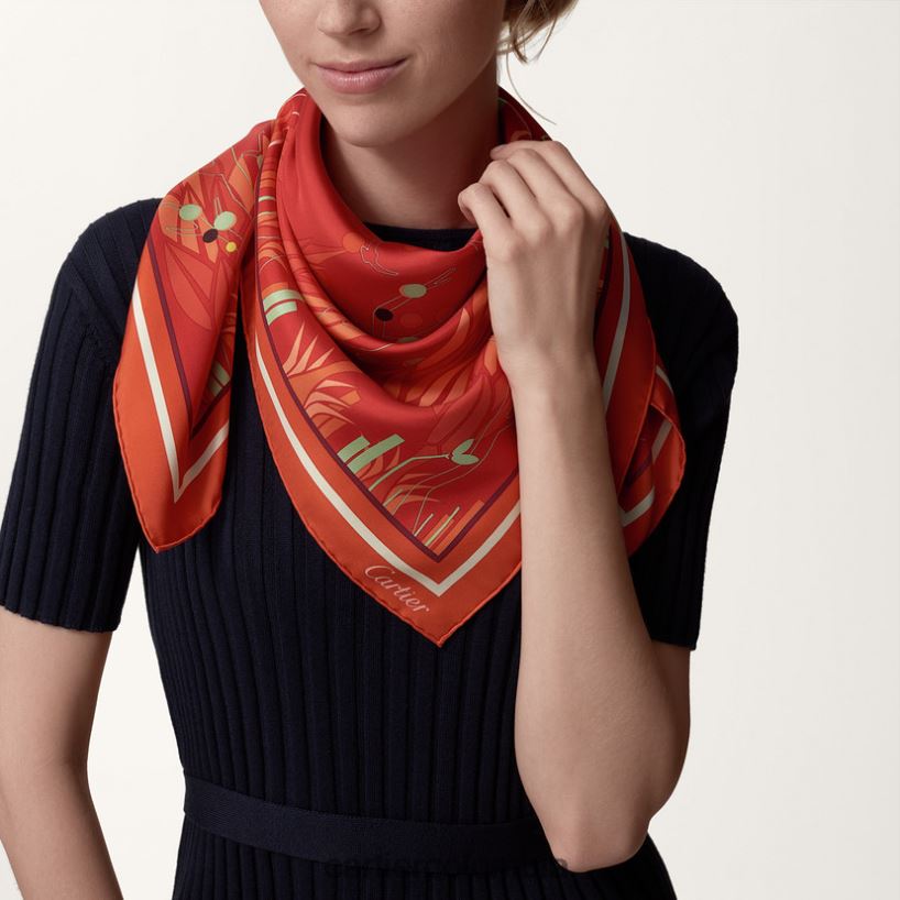 accesorios Cartier motivo de jardín pantera cuadrado 90 elegante V0HXJN1302