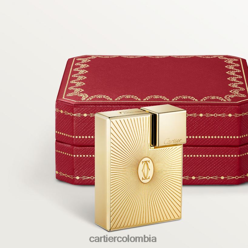 accesorios Cartier Encendedor cuadrado con logo doble C y motivo de rayos de sol con acabado en oro amarillo elegante V0HXJN1511
