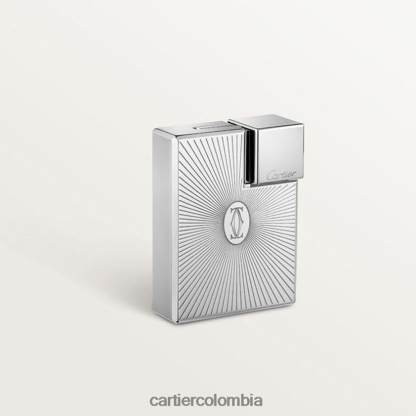 accesorios Cartier Encendedor cuadrado con logo doble C y motivo de rayos de sol con acabado paladio elegante V0HXJN1510