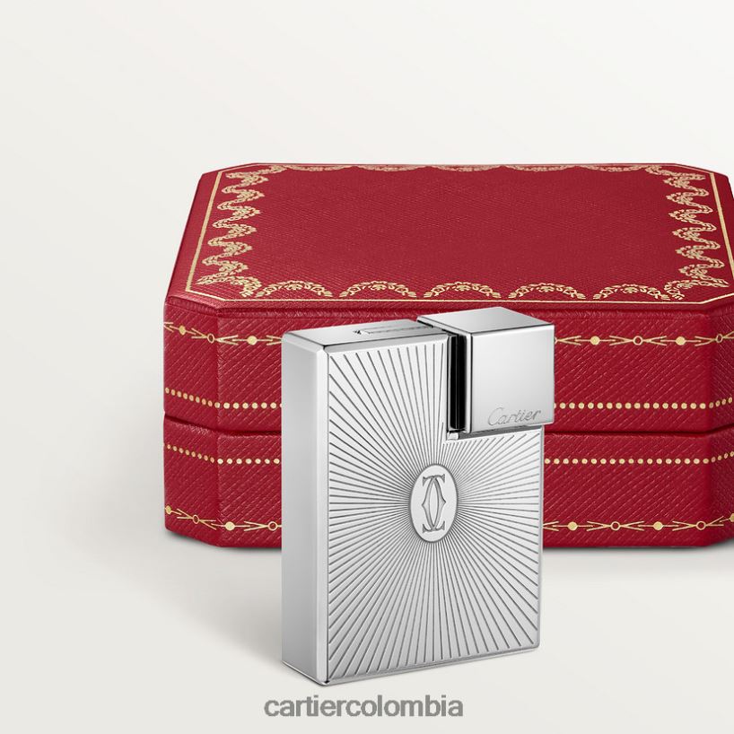 accesorios Cartier Encendedor cuadrado con logo doble C y motivo de rayos de sol con acabado paladio elegante V0HXJN1510