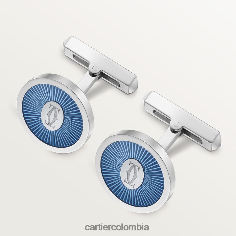 accesorios Cartier Gemelos con doble C y motivo rayos de sol lacados en azul. elegante V0HXJN1402