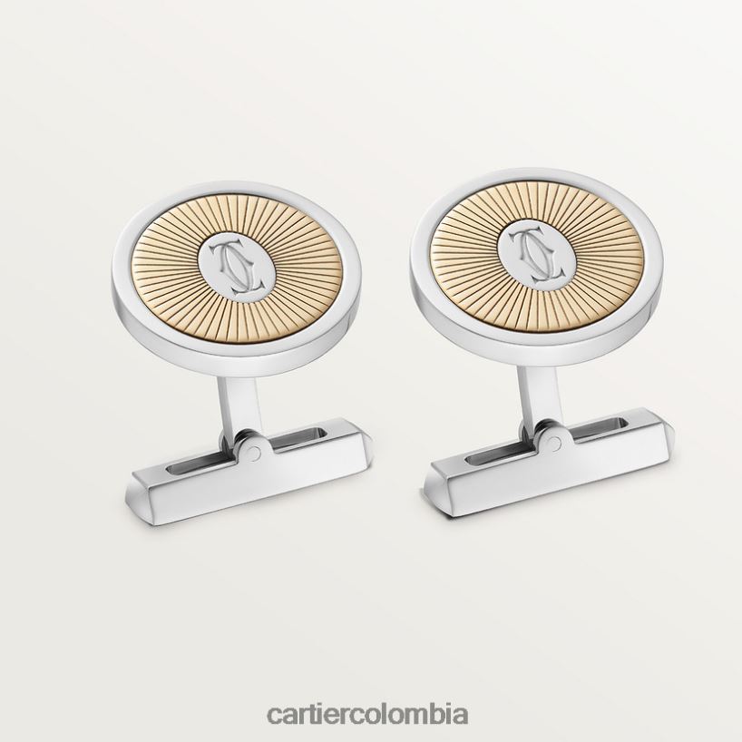 accesorios Cartier Gemelos con logo de doble C y motivo de rayos de sol dorados y plateados elegante V0HXJN1444