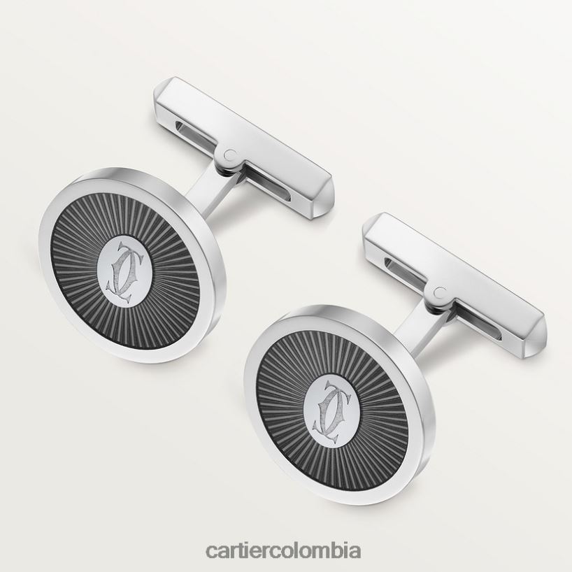 accesorios Cartier Gemelos con logo de doble C y motivo de rayos de sol lacados en negro elegante V0HXJN1424