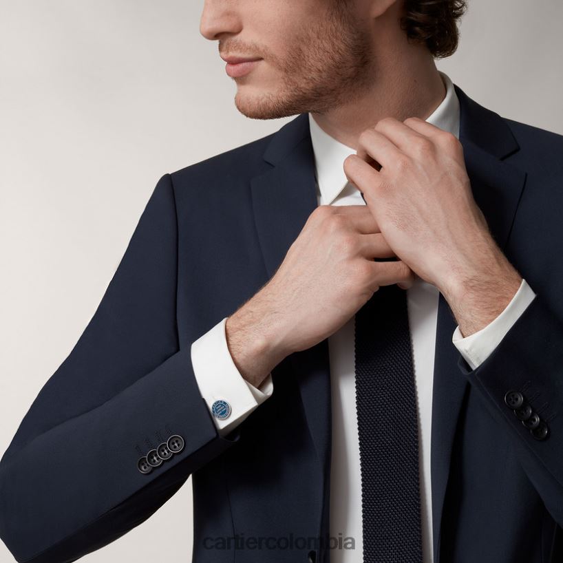 accesorios Cartier Gemelos doble c con motivo sello en plata y laca azul. elegante V0HXJN1414