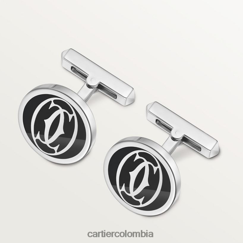 accesorios Cartier gemelos con logo doble c lacado negro elegante V0HXJN1425