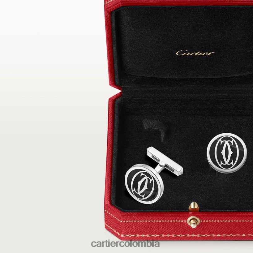 accesorios Cartier gemelos con logo doble c lacado negro elegante V0HXJN1425