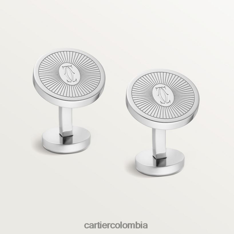 accesorios Cartier gemelos doble c con motivo de rayos de sol plateados elegante V0HXJN1391