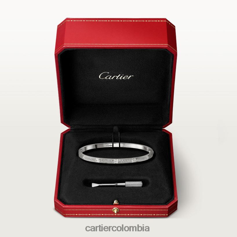 joyería Cartier pulsera de amor, modelo pequeño, pavimentada Oro blanco V0HXJN171