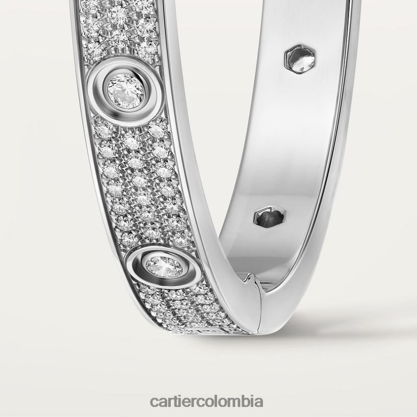 joyería Cartier pulsera de amor, pavimentada de diamantes Oro blanco V0HXJN196