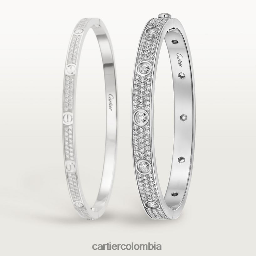 joyería Cartier pulsera de amor, pavimentada de diamantes Oro blanco V0HXJN196