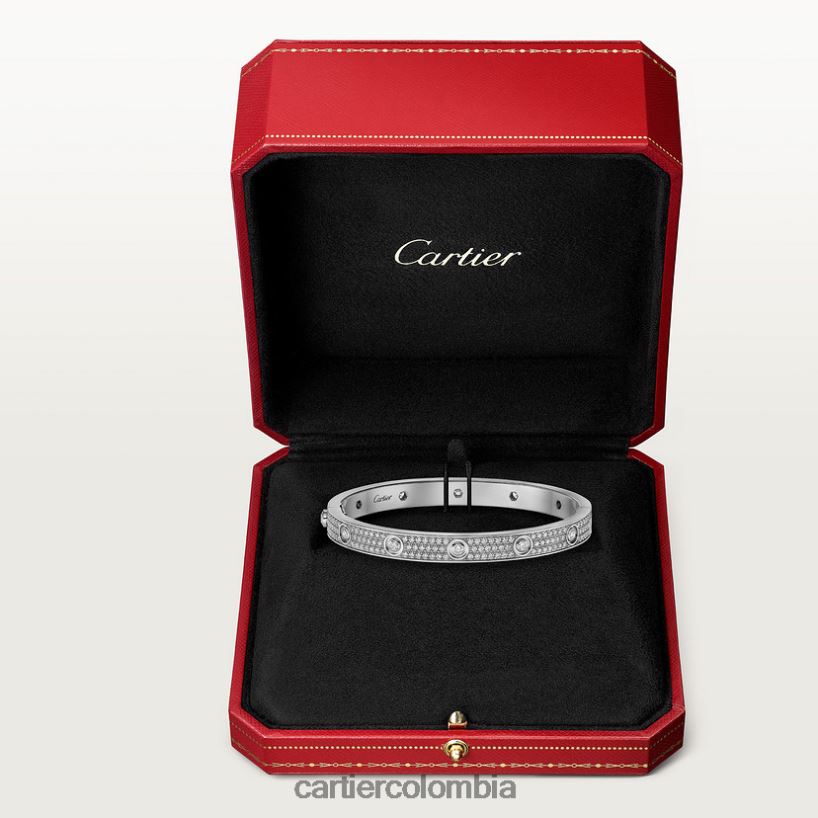 joyería Cartier pulsera de amor, pavimentada de diamantes Oro blanco V0HXJN196