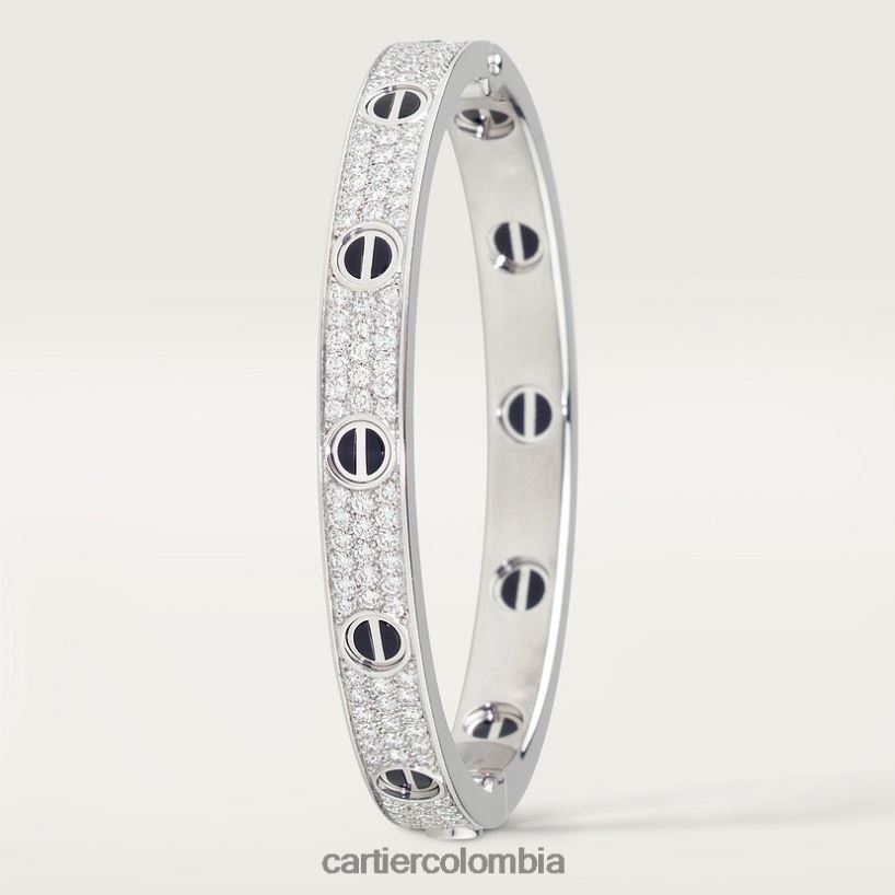 joyería Cartier pulsera de amor, pavimentada de diamantes, cerámica Oro blanco V0HXJN197