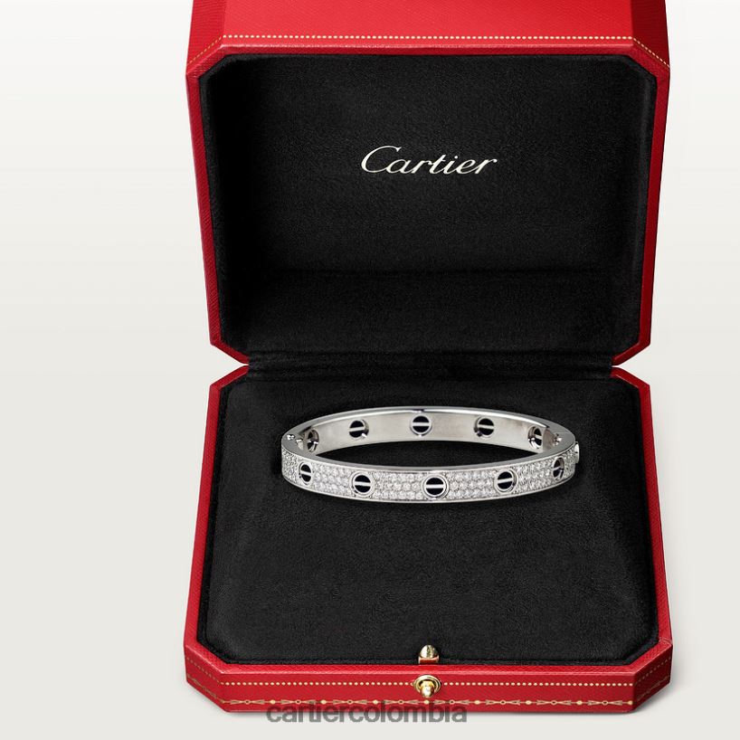 joyería Cartier pulsera de amor, pavimentada de diamantes, cerámica Oro blanco V0HXJN197