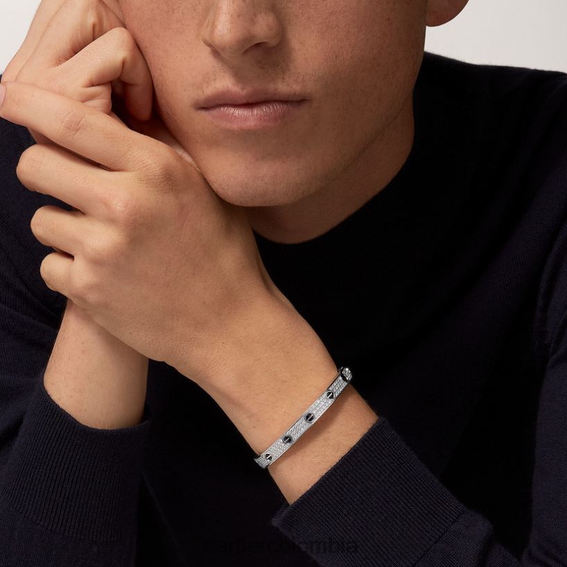 joyería Cartier pulsera de amor, pavimentada de diamantes, cerámica Oro blanco V0HXJN197