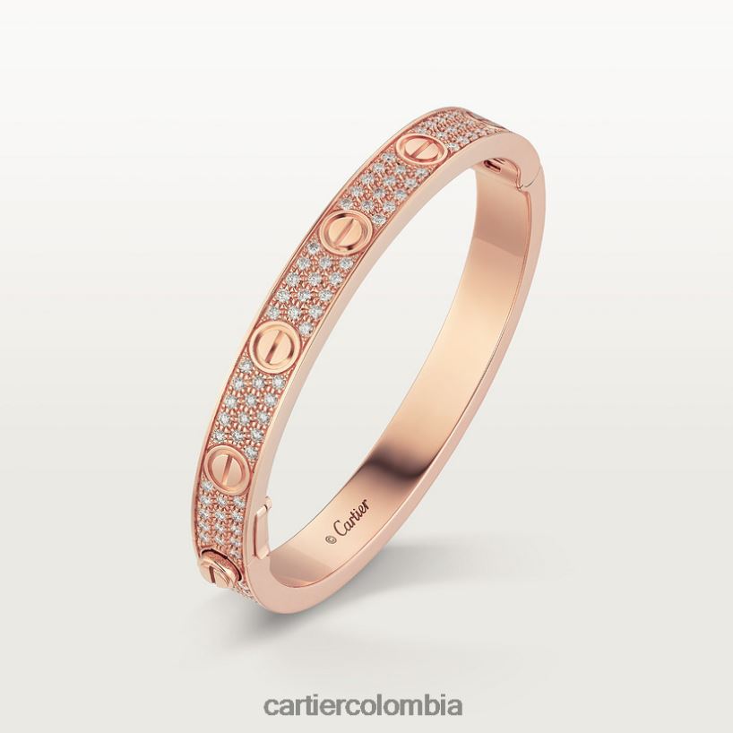 joyería Cartier pulsera de amor, pavimentada de diamantes oro rosa V0HXJN169