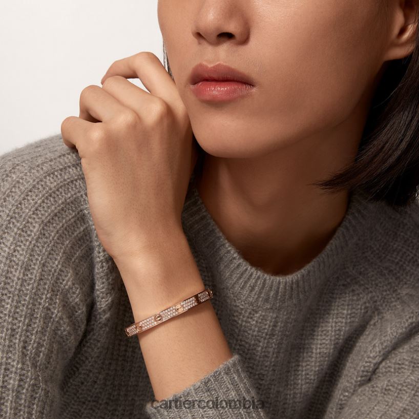 joyería Cartier pulsera de amor, pavimentada de diamantes oro rosa V0HXJN169