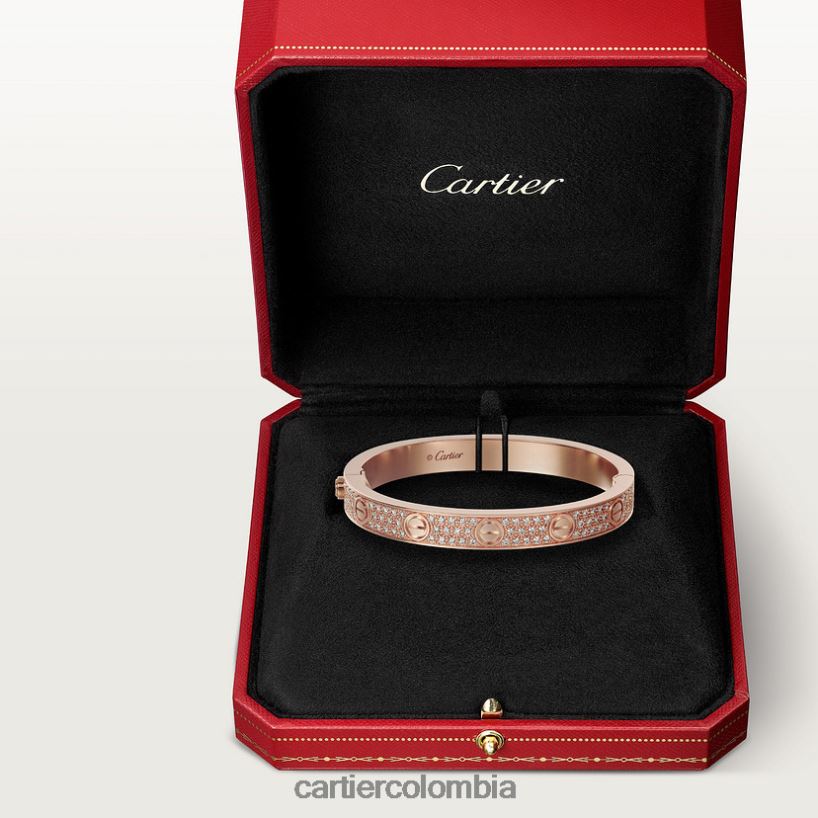 joyería Cartier pulsera de amor, pavimentada de diamantes oro rosa V0HXJN169