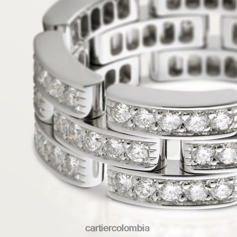 joyería Cartier anillo pantera maillón, 3 hileras de diamantes Oro blanco V0HXJN145