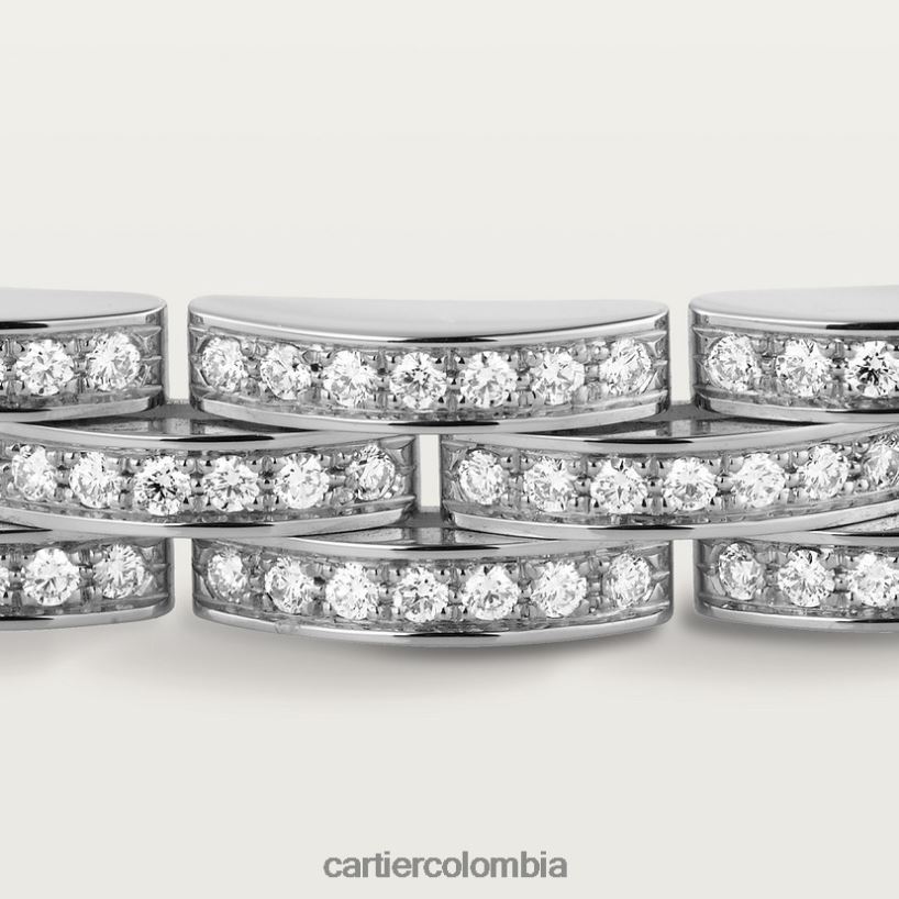 joyería Cartier Pulsera fina maillon panthere, 3 hileras de diamantes Oro blanco V0HXJN344
