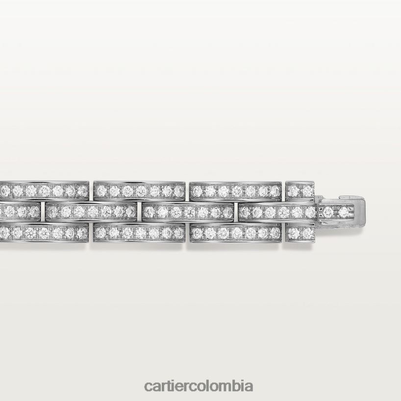 joyería Cartier Pulsera fina maillon panthere, 3 hileras de diamantes Oro blanco V0HXJN344