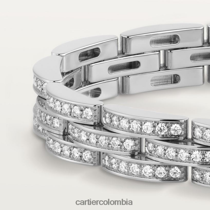 joyería Cartier Pulsera fina maillon panthere, 3 hileras de diamantes Oro blanco V0HXJN344