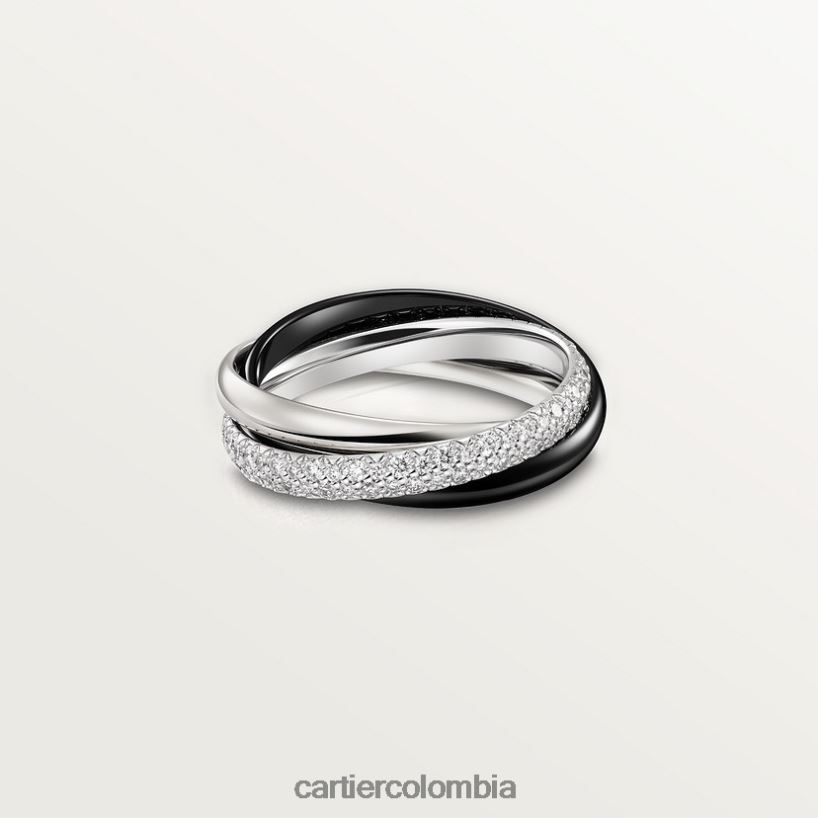 joyería Cartier Anillo Trinity de cerámica, modelo pequeño. Oro blanco V0HXJN58